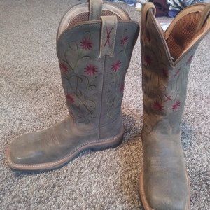 ⭐TWISTED X WOMEN'S FLORAL STEEL TOE WESTERN WORK BOOTS - Size 6 - WORN ONCE!!